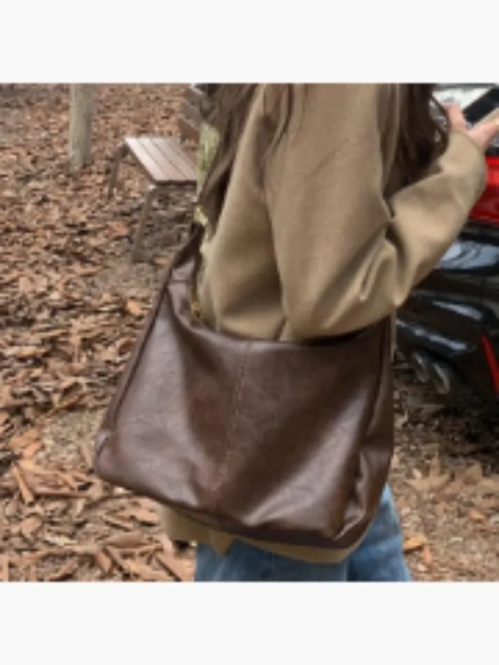 Women's Slouchy Hobo Shoulder Bag Faux Leather with Adjustable Strap